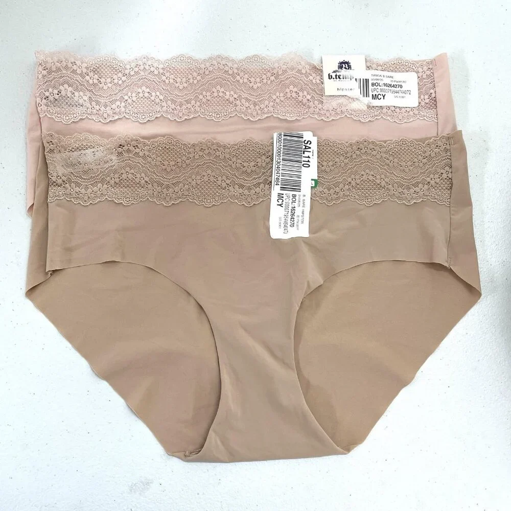 b.tempt'd by Wacoal Panties Womens Large US 7 2 Pack Nude Hipster B.Bare Lace